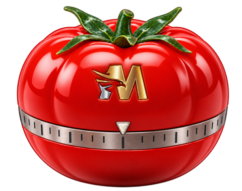 Relógio PomoTask em formato de tomate
